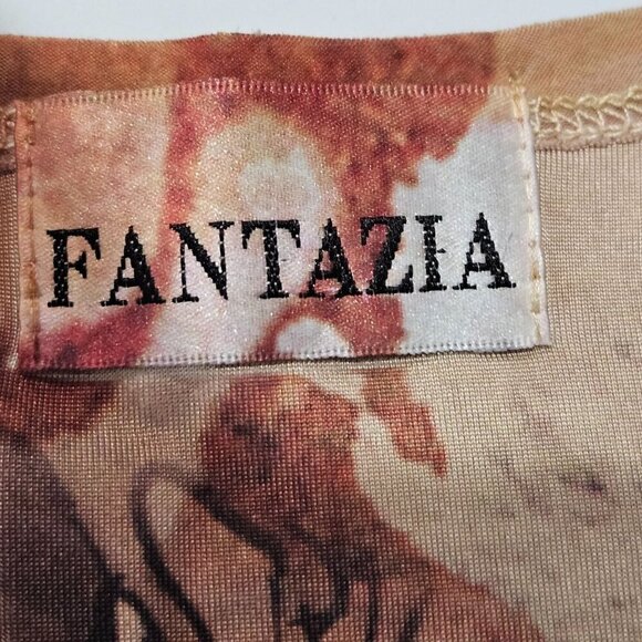 Fantazia Vintage Medium Boho Floral Dress Horse Western Cowgirl Tan Asymmetrical - Picture 8 of 8